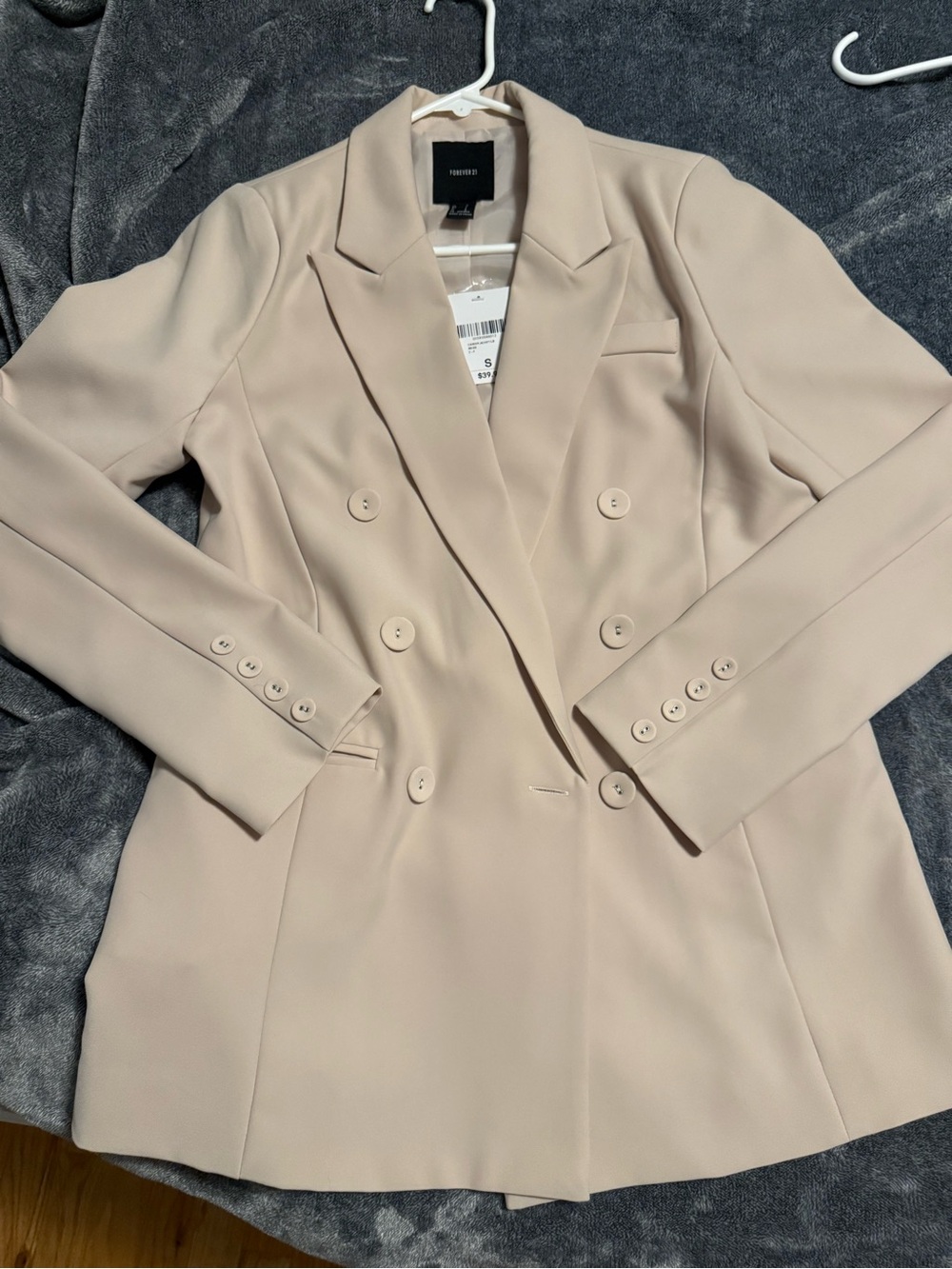 Forever 21 NWT Women Beige Double Breasted Blazer